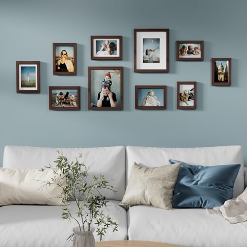 Vittanly 10 Pack Picture Frames Collage Wall Decor, Light Brown - Image 2