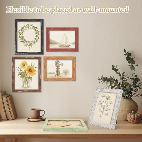 8x10 Rustic Farmhouse Picture Frames with Vintage Prints, Set of 9 - Image 4