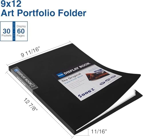 Sooez 30-Pocket Binder with Plastic Sleeves 9x12, Heavy Duty Art Portfolio - Image 2