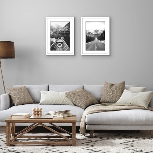 Americanflat 16x22 Poster Frame 2-Pack - Matted to 12x18 - White - Image 5