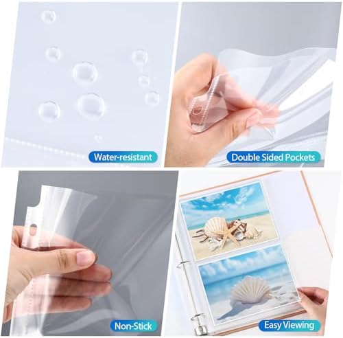 Feifeiya Feifeiya 150 Pack 5 x 7 Photo Sleeves for 3 Ring Binder(for 600 Pictures) archival Photo Page Protectors Holds Clear Plastic Refill Pages Plastic Album Refill Pages - Image 3
