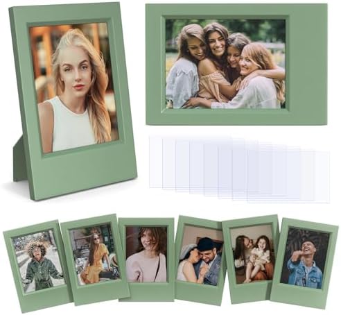 8 Pack 2x3 Mini Photo Frames for for Fuji Instax Mini 3 inch Picture/Polaroid 3-Inch Films - for Desktop Display Small Wallet Size Picture frame with Clear Protective Covers - Green by HIYQIN