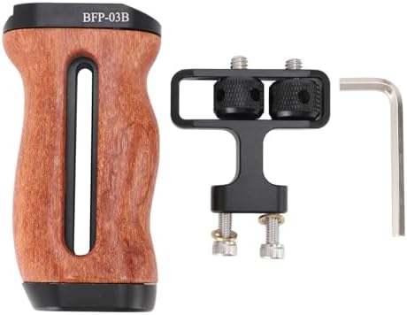Jiawu Camera Cage Side Handle Grip with Ergonomic Design for Comfortable Use and Adjustable Positioning for Filmmakers - Aluminum Alloy and Rosewood Construction - Image 6