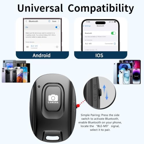 Bluetooth Camera Remote Shutter for iPhone and Android Smartphones, Rechargeable Wireless Phone Remote Control,Selfie Button for Photos and Videos, Charging Cable Included (2 Pack) - Image 4