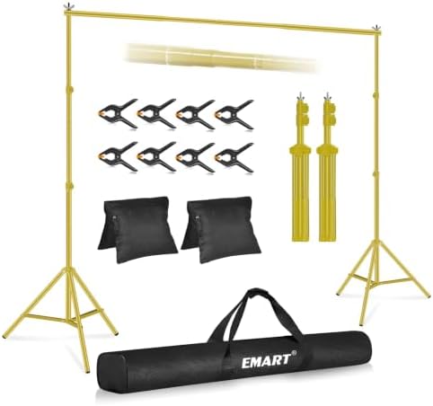 EMART Backdrop Stand 10x7FT Adjustable Back Drop Stand for Party -Gold by EMART
