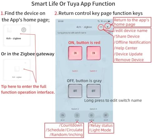 4 Channel Zigbee Smart Relay Switch,Micro Usb 5V Or Dc 7-32V, Smart Life/Tuya APP Remote Control with Inching/Self-Lock/Interlock modle,Works with Tuya Zigbee Gateway (4CH DC 7-32V or USB 5V) - Image 4
