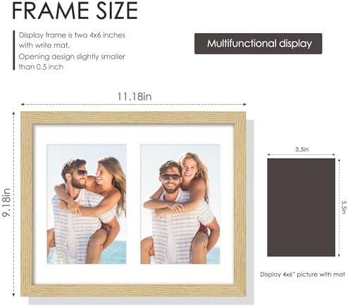 DUENPY 8x10 Solid Wood Double Frame For 2 4x6 Photos - Image 2