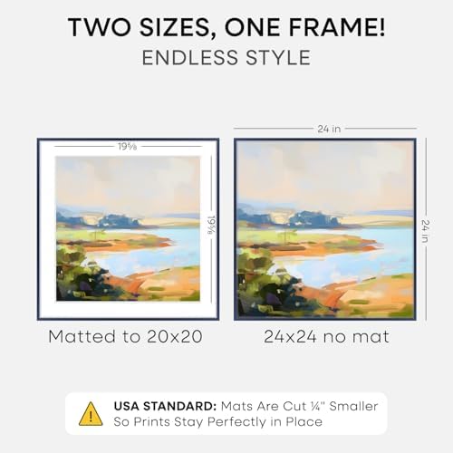 Homeforia 24x24 Blue Picture Frame, High-End Metal, 20x20 Mat, Glass - Image 2