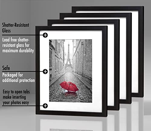 Americanflat 9x12 Picture Frame 4-Pack - Matted to 6x8 - Black - Image 5