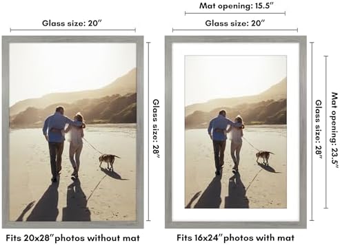 Americanflat 20x28 Poster Frame - Matted to 16x24 - Engineered Wood - Grey - Image 2