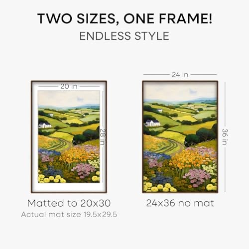 Homeforia 24x36 Mortise&Tenon Walnut Poster Frame, 20x30 Mat, Glass - Image 3