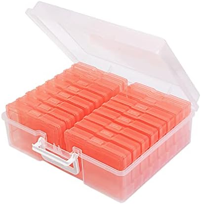 4" x 6" Photo Storage Case with Handle, 16 Inner Photo Organizer Keeper, Extra Large Storage Picture Boxes, Seed Storage, Transparent Craft Keeper (Orange) by Naivees