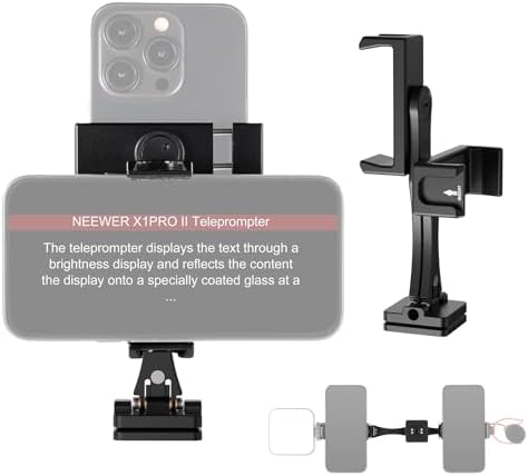 NEEWER Metal Phone Tripod Mount Adapter with Arca QR Base, 360° Rotatable Dual Cell Phone Clip Clamp Holder with 4 Cold Shoes Compatible with iPhone Samsung for Vlog Live Stream Video Recording, SP-08 by Neewer