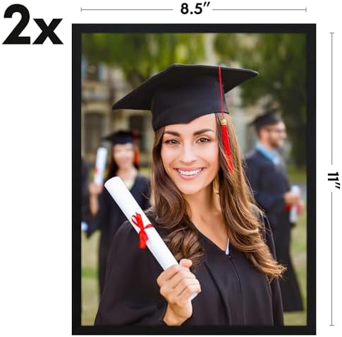 Americanflat 8.5x11 Picture Frame 2-Pack - Slim Molding - Black - Image 2