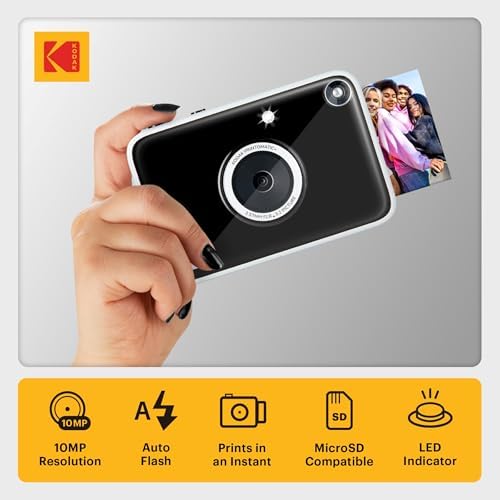 Kodak Printomatic+ Instant Print Digital Camera (Black) 10MP Portable Camera with Interactive RGB LED Status Indicator, Prints Full-Color Photos on Zink 2x3” Sticky-Backed Photo Paper - Easy & Fun - Image 2