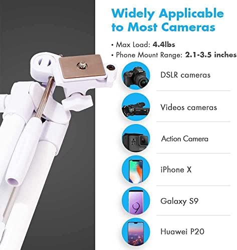 Fotopro 60" White Camera Tripod for iPhone with Remote Lightweight Aluminum - Image 6