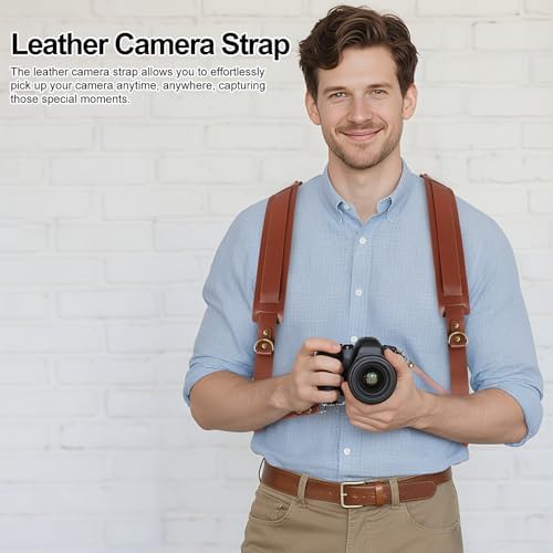 JUNART Camera Strap,Leather Dual Camera Harness with Shoulder Widening Stress Relief, for Two DSLR/SLR Cameras - Image 6