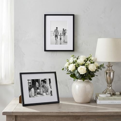 Americanflat 8x10 Picture Frame with Shatter-Resistant Glass - Use as 5x7 Frame with Mat or Display 8x10 Photo Without Mat - Streamline Collection - Picture Frames for Tabletop and Wall - Black - Image 6