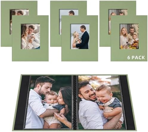 Small 4x6 Photo Album 24 Pockets Linen Cover Light Green 6 Pack by Remowith