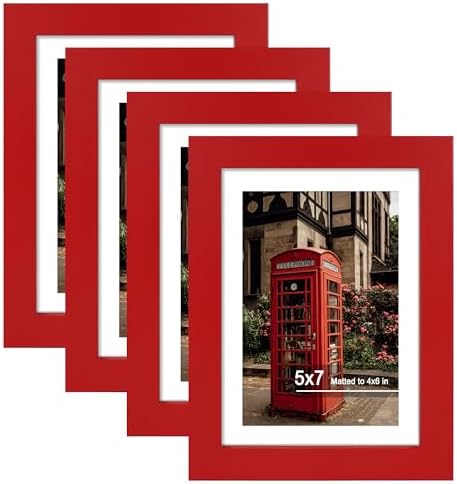 5x7 Picture Frame Set of 4 with Real Glass, Wall & Tabletop Display by SZYUU