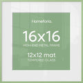 Homeforia 16x16 Green Picture Frame, High-End Metal, 12x12 Mat, Glass by Homeforia