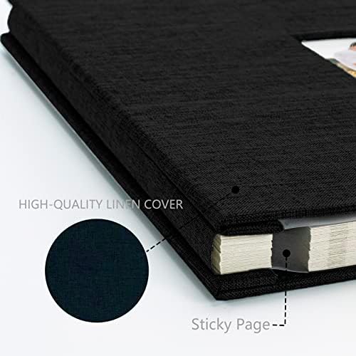 Photo Album Self Adhesive Pages Scrapbook, 11x10.6 Black 40 Pages - Image 3