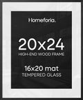 Homeforia 20x24 Black Oak Picture Frame, High-End Wood, 16x20 Mat, Glass by Homeforia
