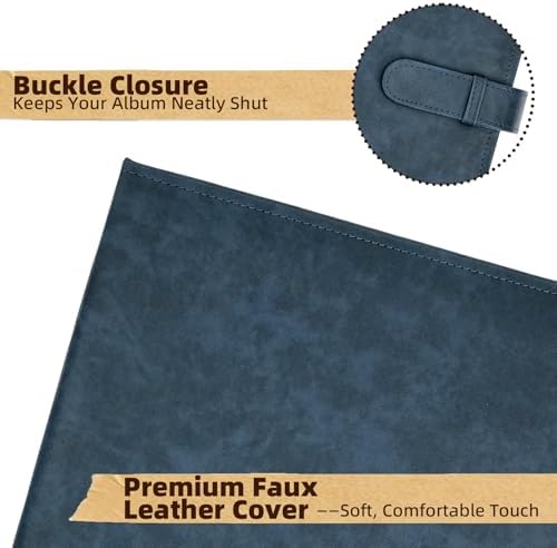 Vienrose 13"x11" Scrapbook Album Gift Set Faux Leather DarkBlue 60 Pages - Image 6