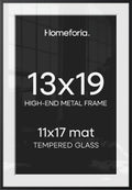 Homeforia 13x19 Black Picture Frame, High-End Metal, 11x17 Mat, Glass by Homeforia