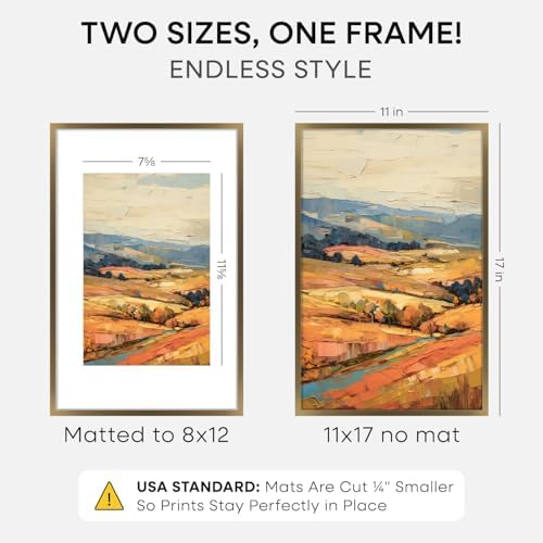 Homeforia 11x17 Bronze Picture Frame, High-End Metal, 8x12 Mat, Glass - Image 2