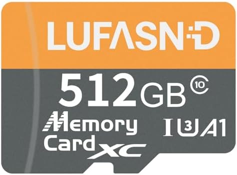 512GB Micro SD Card with Adapter, High Speed U3 C10 V30 SDXC Memory Card Up to 100MB/s, 4K Video Recording for GoPro, Smartphone, Camera, Tablet, Dash Cam by Unknown