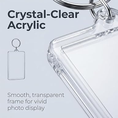 3Pcs Clear Plastic Picture Frame Keychain Rectangle Shapes Blank Photo Keychains Photo Display Plastic Blank Keychain Clip Photo Holders Photo Albums, Frames and Accessories - Image 3