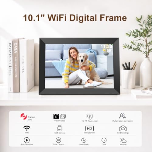 Frameo 10.1 Inch WiFi Digital Picture Frame, Digital Photo Frame with 1280x800 HD IPS Touch Screen, Auto-Rotate, Wall Mountable, Easy Setup to Share Moments Instantly via Frameo App, Gifts for Mom - Image 3