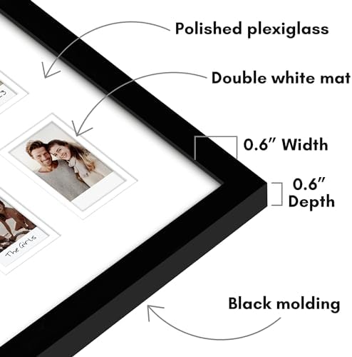 Americanflat 15x20 Picture Frame with 16 Openings for 2x3 Instant-Print Photos - Black Mini Picture Frames for Wall Display with Polished Plexiglass - Image 3