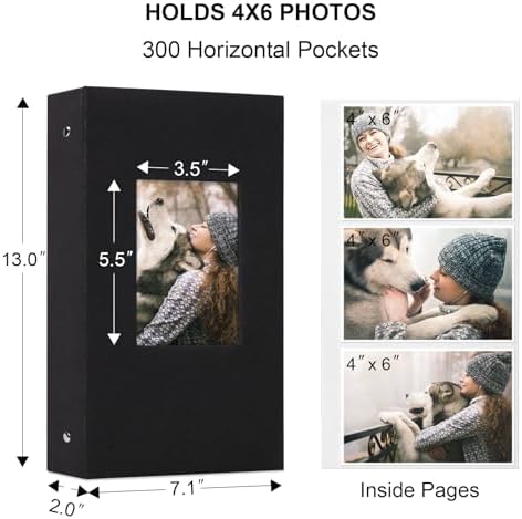 Vienrose 4x6 Photo Album,300 Pockets,Linen Cover with Window,Black - Image 6