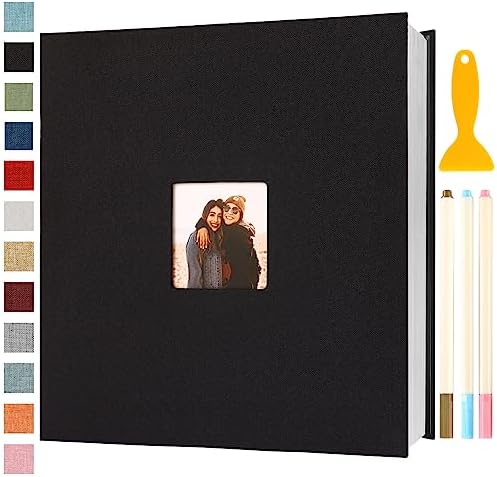 Photo Album Self Adhesive Pages Scrapbook 13.2x12.8 Black 120 Pages by Semfalbuums
