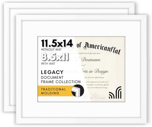 Americanflat 11.5x14 Picture Frame 2-Pack - Matted to 8.5x11 - White by Americanflat