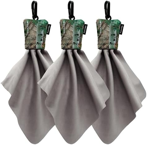 SPUDZ Classic Microfiber Lens Cleaner – Clip-On Pouch, Washable – for Binoculars, Scopes, Glasses, Screens | Classic | Alpine Mountain Camo, 6 x 6 Inch (3-Pack) by SPUDZ