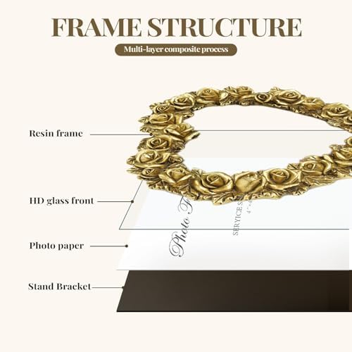 Cuspin 4x4 Picture Frame Heart-Shaped Gold Rose, Small Vintage Cute Frame - Image 6