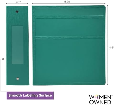 Carstens 3-Inch Heavy Duty 3-Ring Binder - Side Opening, Teal, Durable Plastic, Precision No-Gap Rings, Waterproof Cover, No Pockets, Holds 400 US Letter Sheets, BPA-Free, Made in USA (1710-3R) - Image 4