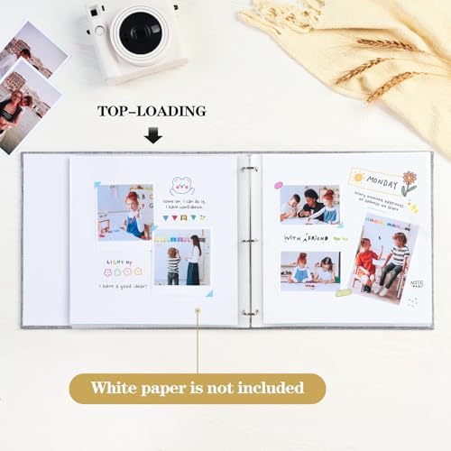 Mublalbum 12x12 Inch 3 Ring DIY Scrapbook Photo Album 80 Pages, Grey - Image 5