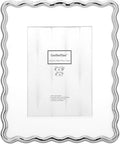 Silver 8x10'' Heavy-Duty Zinc Alloy Photo Frames with Acid Free Mat for 5x7'',Wave Design Silver Picture Frame 8x10'' with Black Velvet Backing,for Desktop and Wall Hanging by GorYeeFine