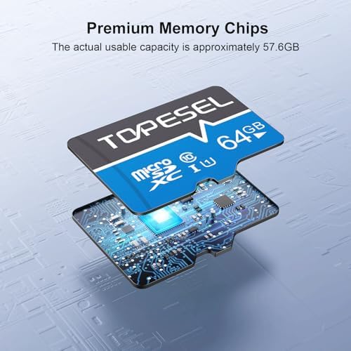 TOPESEL 64GB(The Actual usable Capacity is 57.6GB) Micro SD Card 2 Pack Memory Cards UHS-I TF Card Class 10 for Camera/Dash Cam/Tablet/PC/Computer(64GB 2Pack) - Image 6