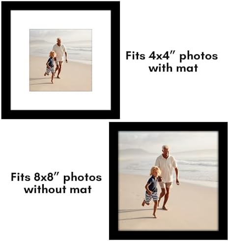 Americanflat 8x8 Picture Frame 5-Pack - Matted to 5x5 - Black - Image 4
