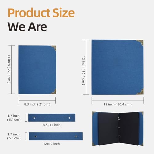 Vienrose DIY Scrapbook Photo Album Kit,12x12 Inch,60 Pages,Blue - Image 3