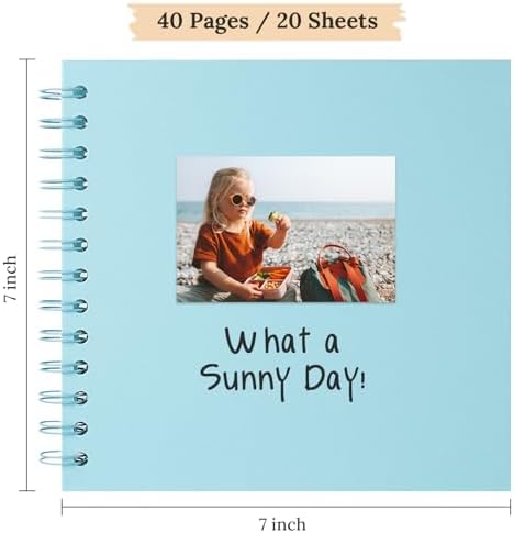 Scrapbook Photo Album 7"x7" 20 Sheets 40 Pages Hardcover Kraft Paper Khaki - Image 2