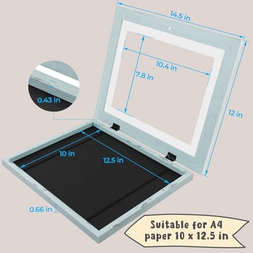 4 Pack 10x12.5 Front-Opening Kids Artwork Frames Changeable (Teal Blue) - Image 3