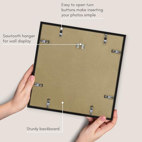 Americanflat 13x13 Picture Frame - Matted to 10x10 - Slim Molding - Black - Image 5