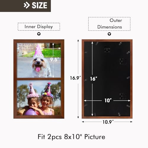 Golden State Art, 8x10 Double Picture Frame, Display Two 8x10 Photos(Brown) - Image 4