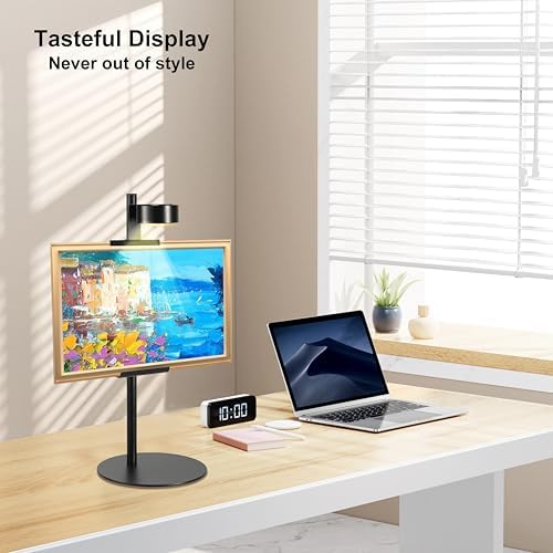 Adjustable Desktop Photo Frame Stand with Magnetic Wall Painting Light, Holds Picture Frames up to 18 Inch,with Rechargeable Battery,Metal Vertical Stand with 3 Color Temperature & 13RGB Poster Lights, for Displaying Picture Frames, Artworks (1 Pack, B... - Image 7